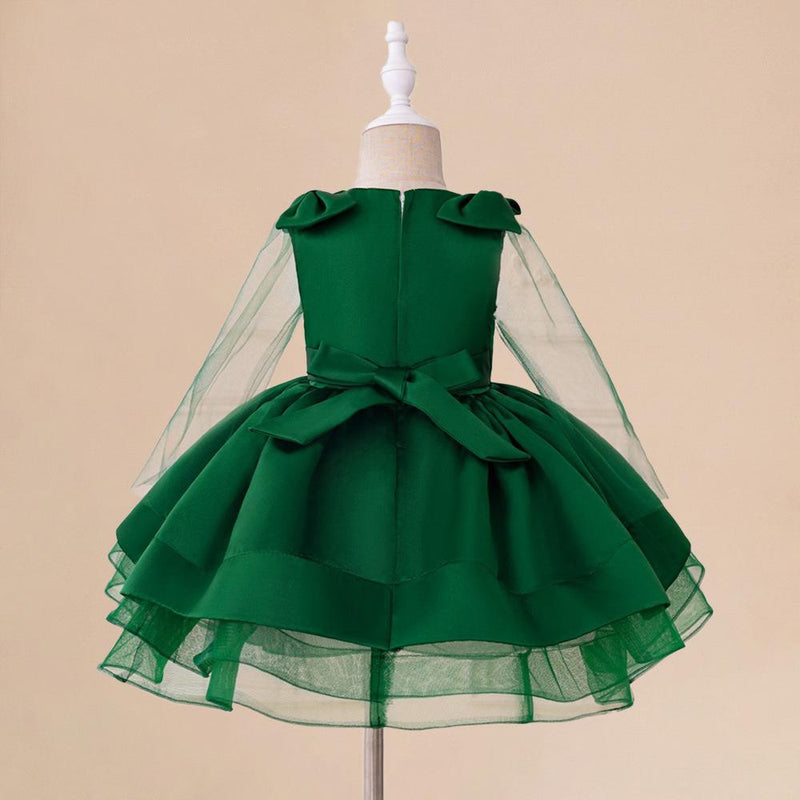 Vestido Infantil Verde Laços