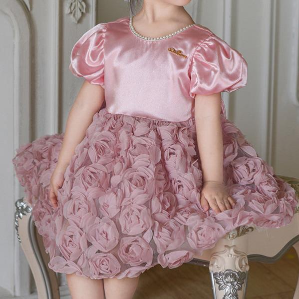 Vestido Infantil Rosa Flores