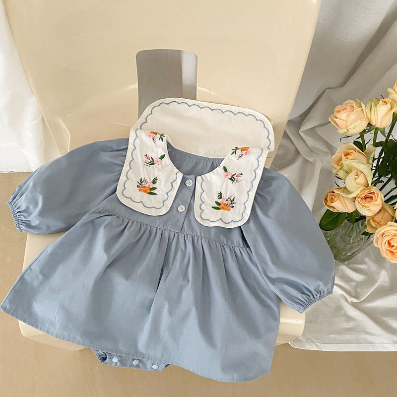 Body Infantil Feminino Azul Golinha Flores