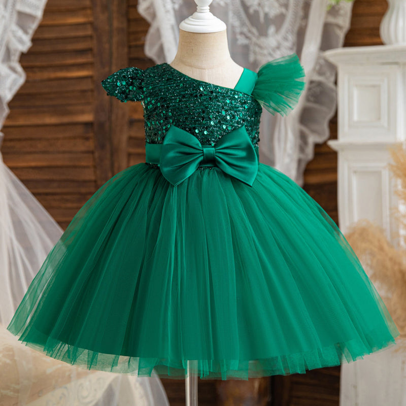 Vestido Infantil Natal Brilhante Lacinho