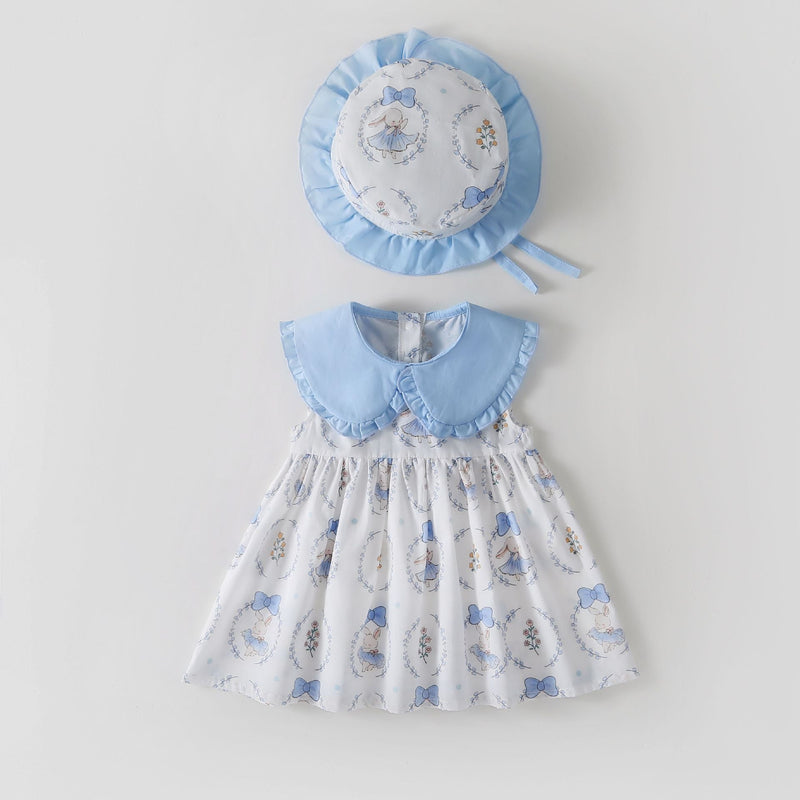 Vestido Infantil Azul Coelhinhos