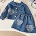 Conjunto Infantil Feminino Jeans Corações