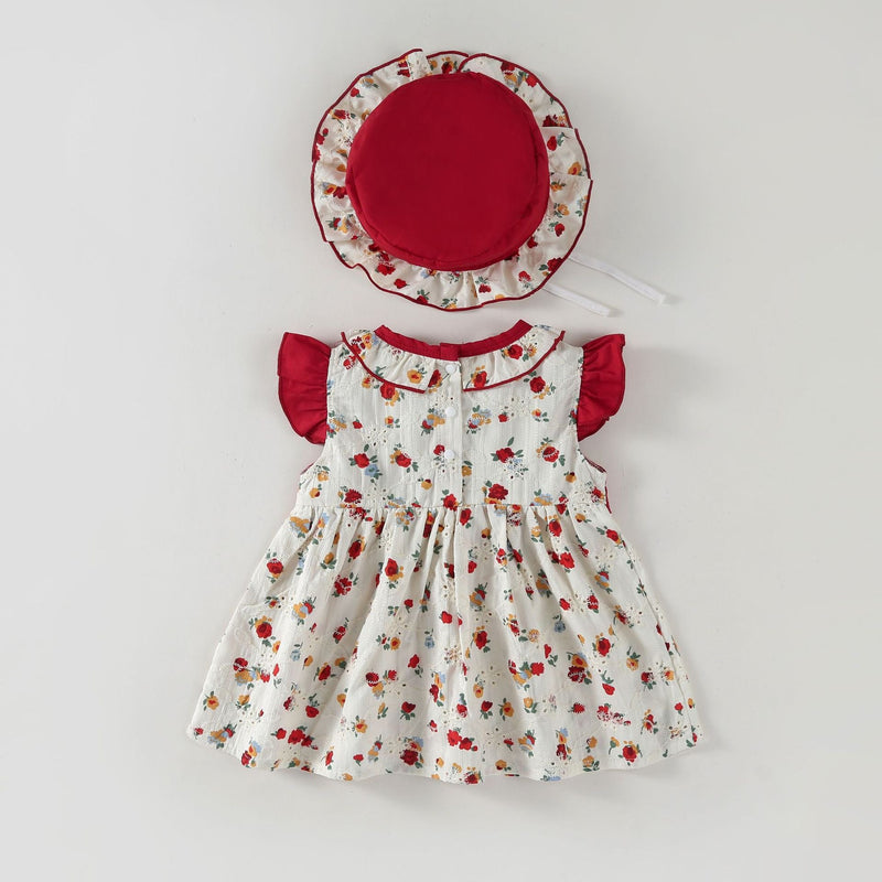 Vestido Infantil Verão Florzinhas + Chapéu