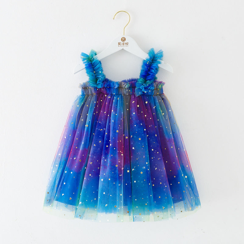 Vestido Infantil Tule Colors Estrelinhas