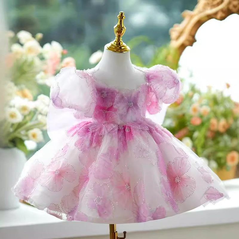 Vestido De Festa Infantil Rosa Flores