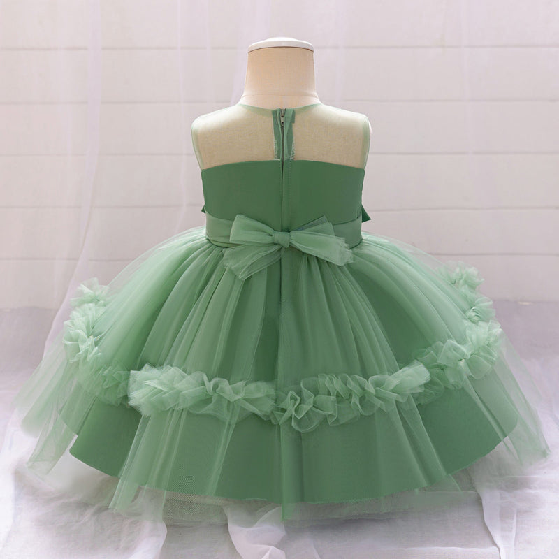 Vestido Infantil Verde Flor