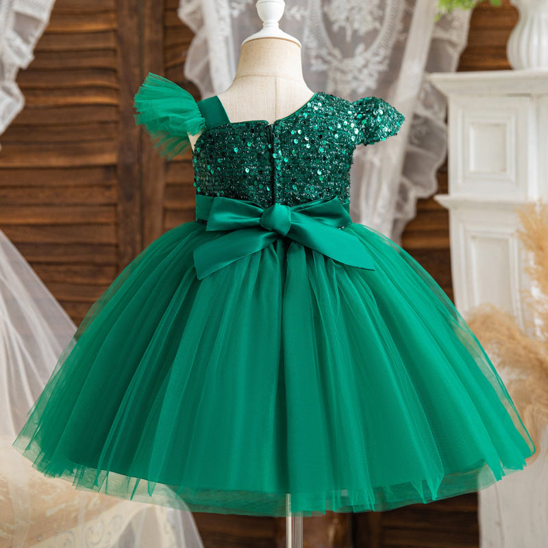 Vestido Infantil Natal Brilhante Lacinho