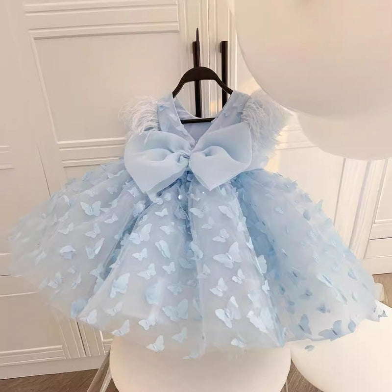 Vestido Infantil Azul Borboletinhas