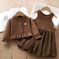 Conjunto  Infantil Vestido + Cardigan Ursinho