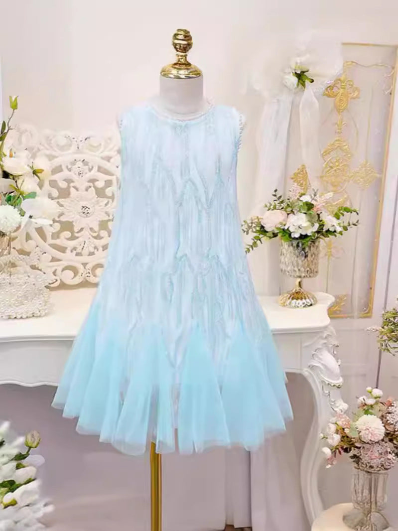 Vestido Infantil Azul Brilhante