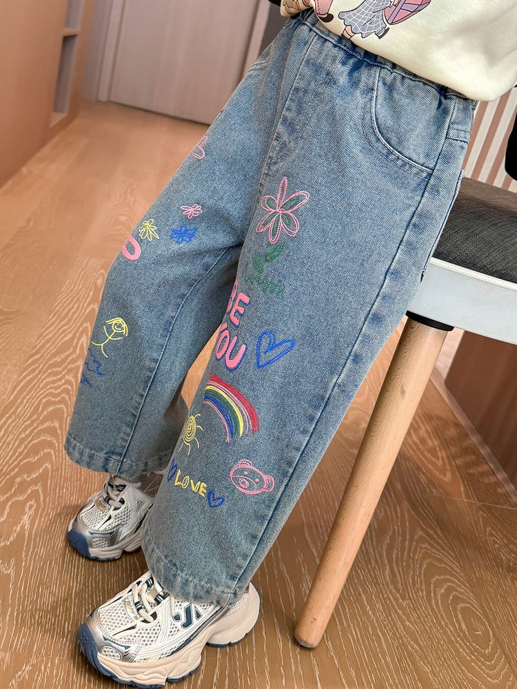 Calça Jeans Infantil Feminina Love