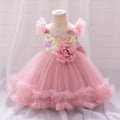 Vestido Infantil Tule Brilhante Flor