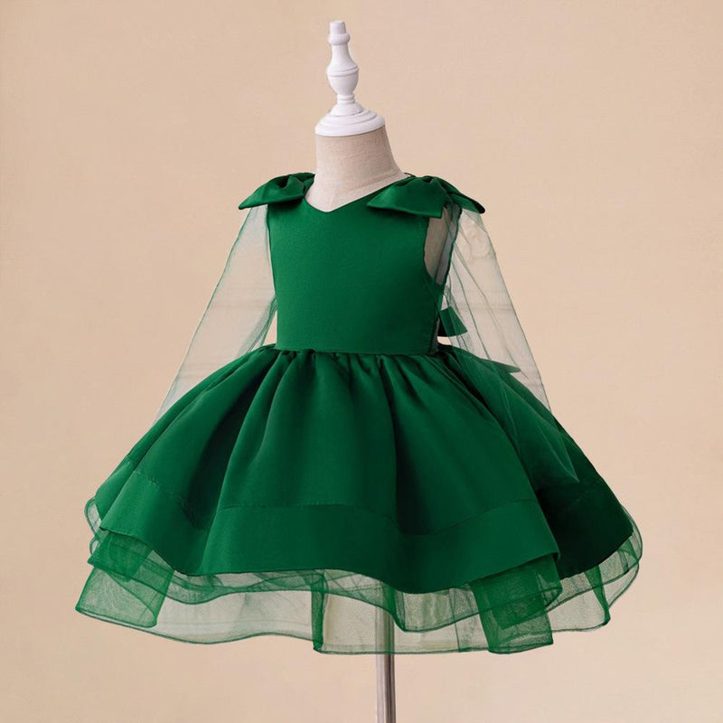 Vestido Infantil Verde Laços