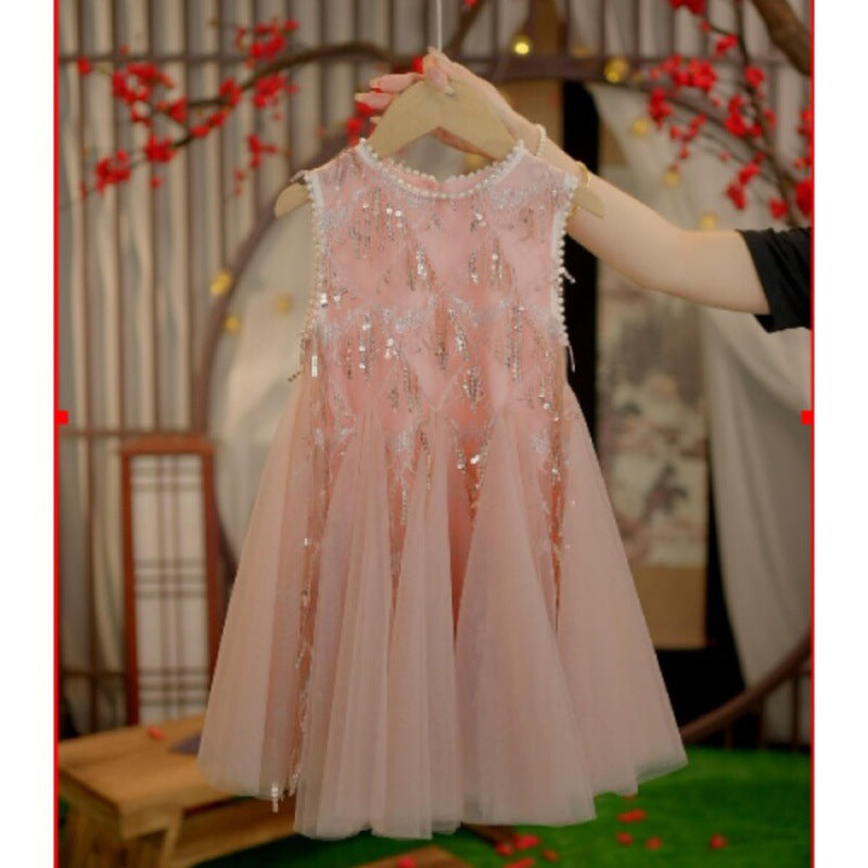 Vestido Infantil Brilhante Tule