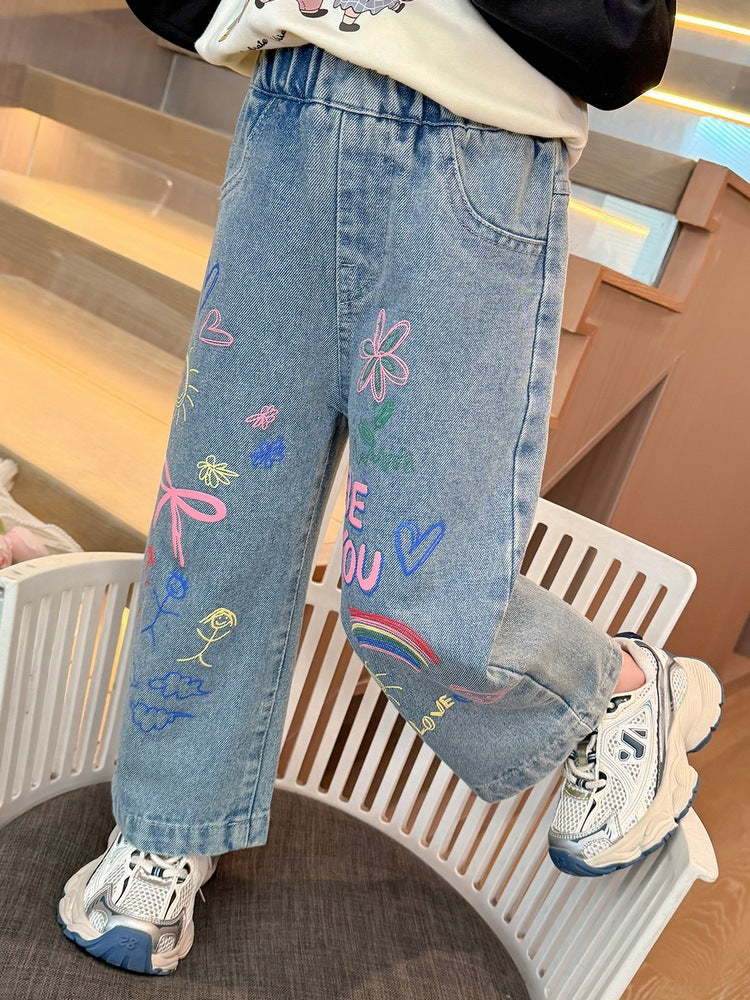 Calça Jeans Infantil Feminina Love