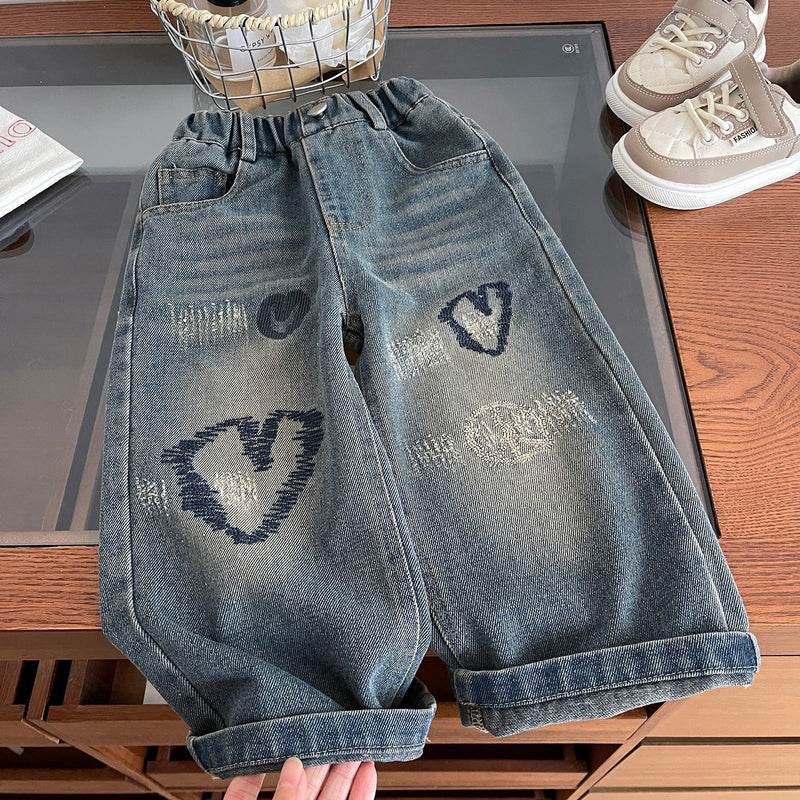 Calça Infantil Jeans Corações