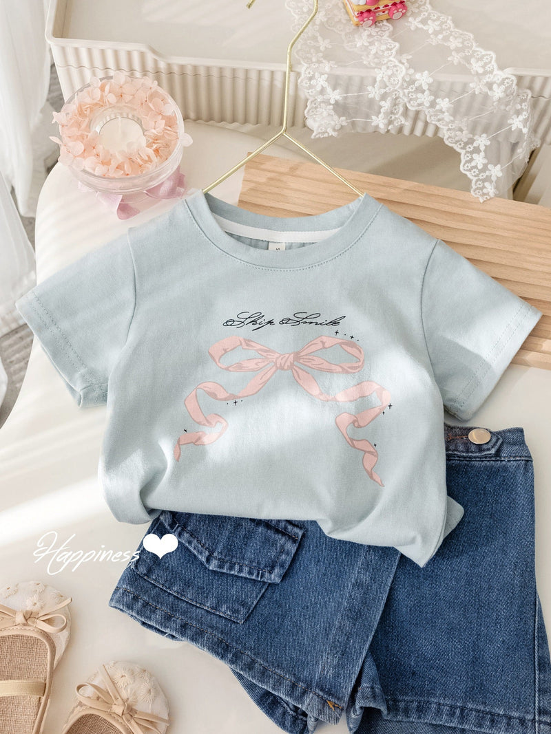 Conjunto Infantil Feminino Lacinho E Jeans