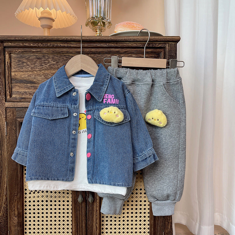 Conjunto Infantil Feminino 3 Peças Jeans