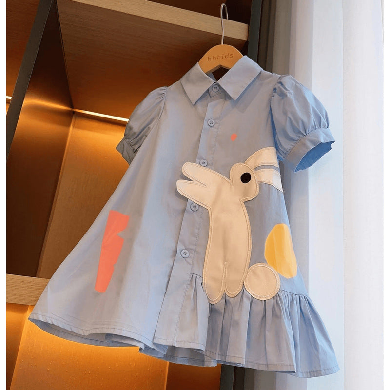 Vestido Infantil Azul Coelhinho