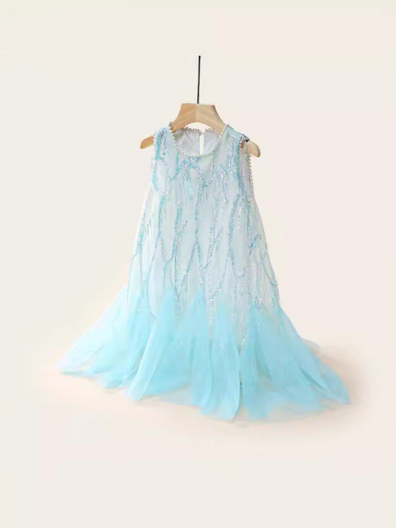 Vestido Infantil Azul Brilhante