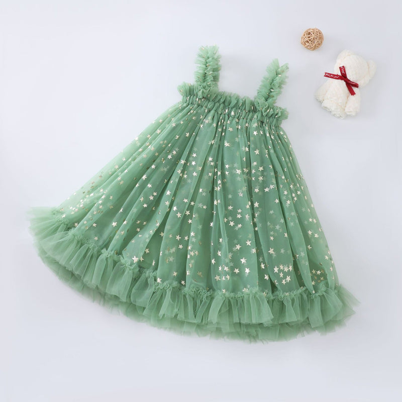 Vestido Infantil Tule Estrelinhas