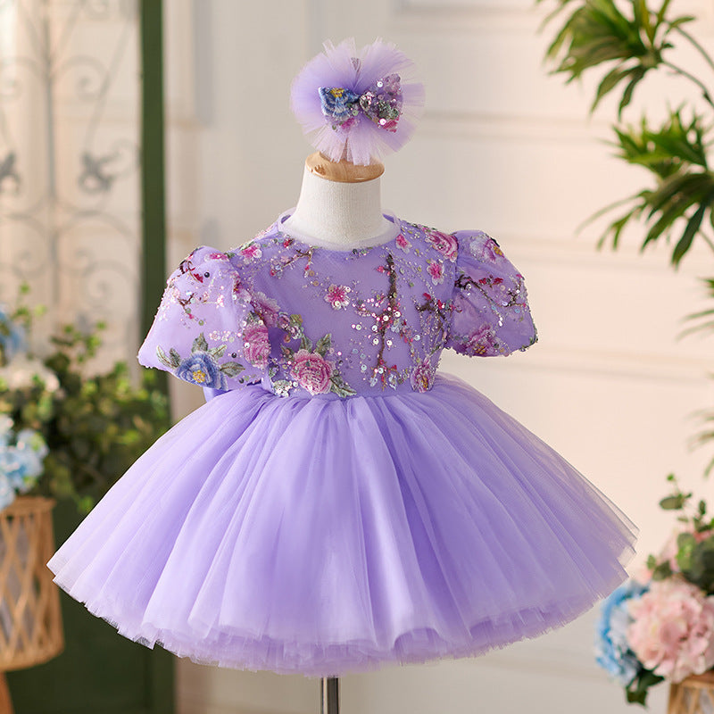 Vestido De Festa Infantil Roxo Brilhante