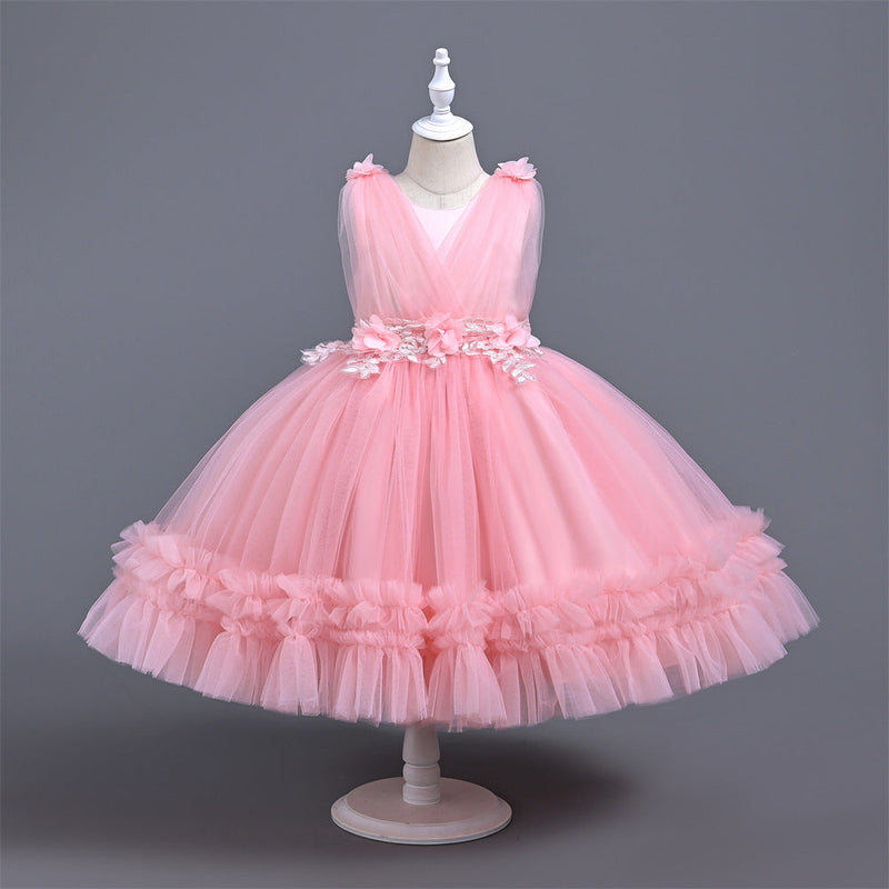 Vestido Infantil De Festa Tule Florzinhas