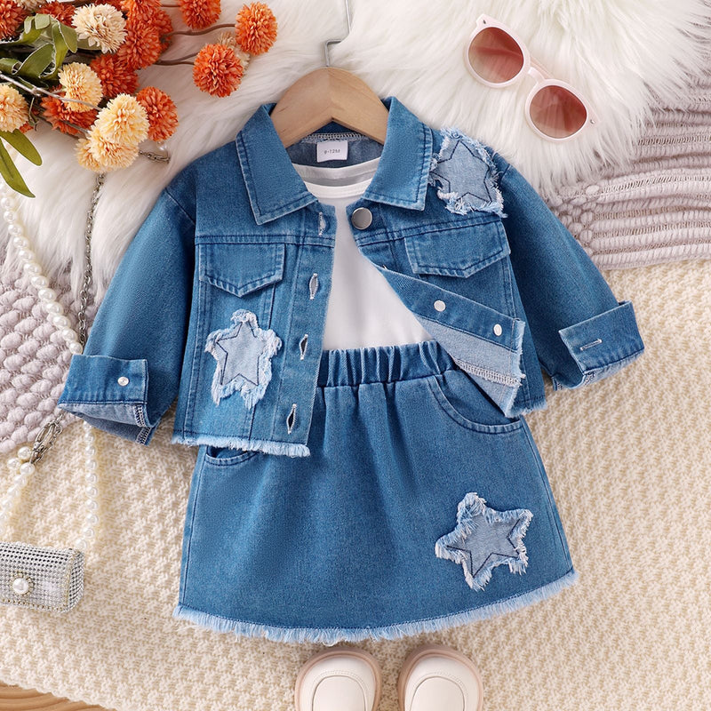 Conjunto Infantil Feminino Jeans Estrela