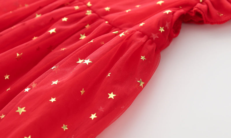 Vestido Infantil Vermelho Estrelinhas