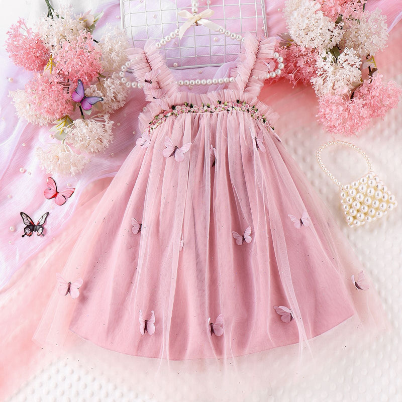 Vestido Infantil Rosa Borboletinhas