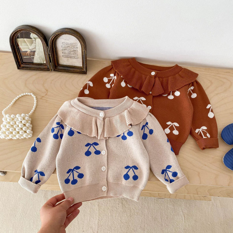 Cardigan Infantil Tricô Cerejinhas