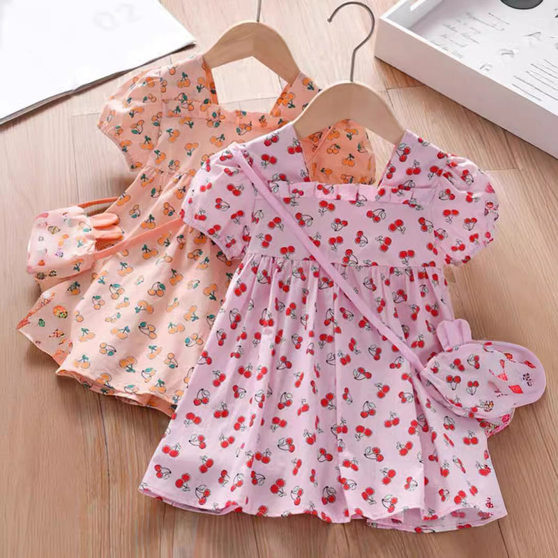 Vestido Infantil Verão Cerejinhas