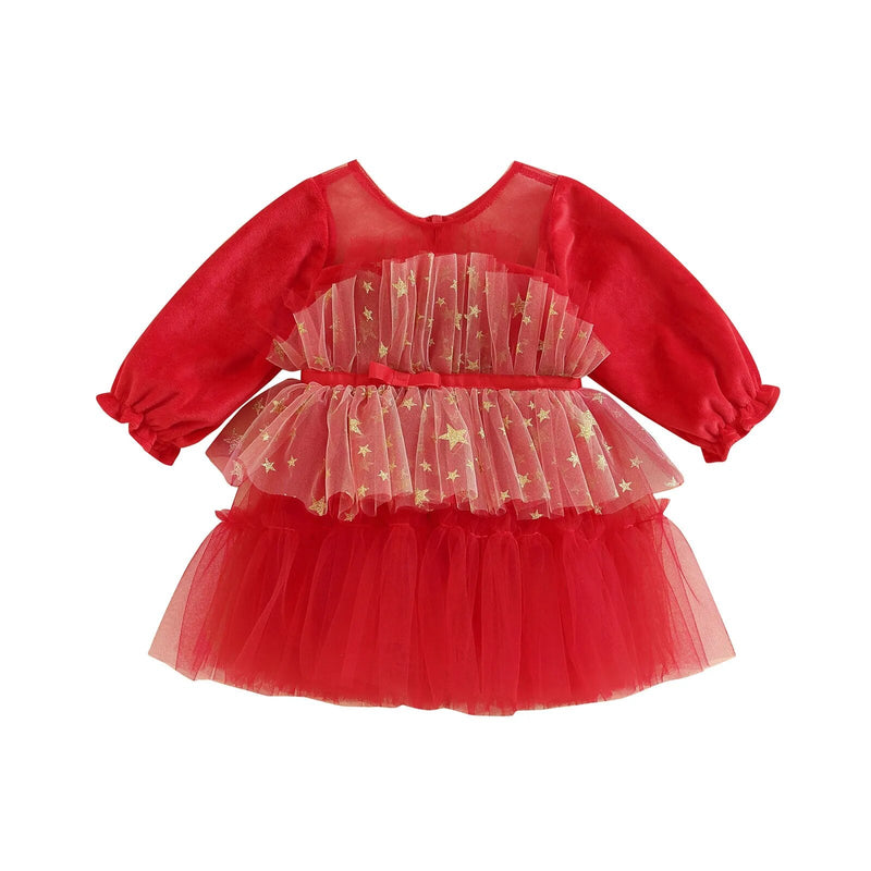 Vestido Infantil Natal Estrelinhas