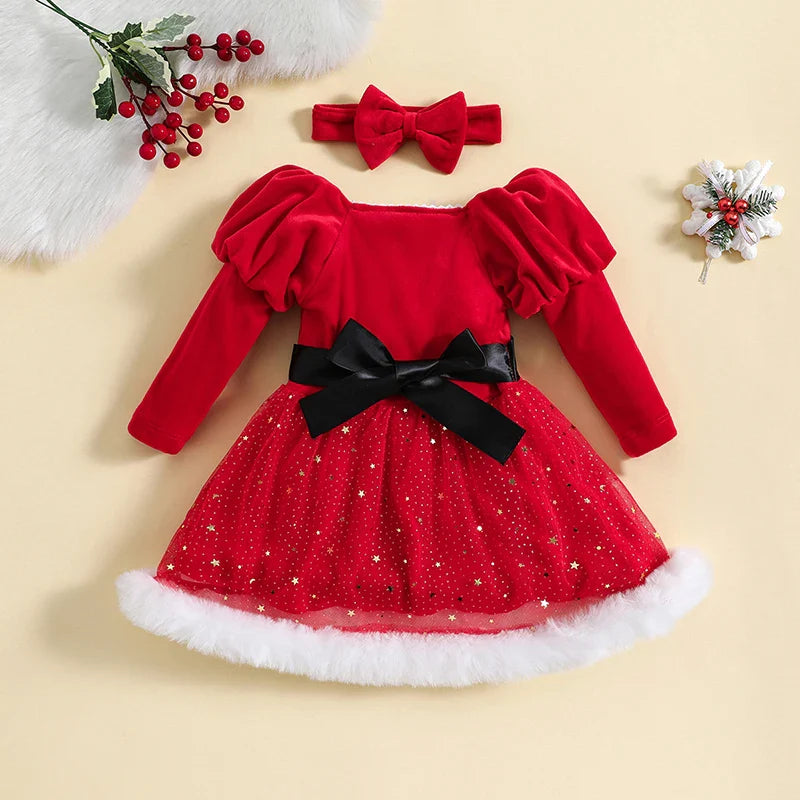 Vestido Infantil Natal Brilhante