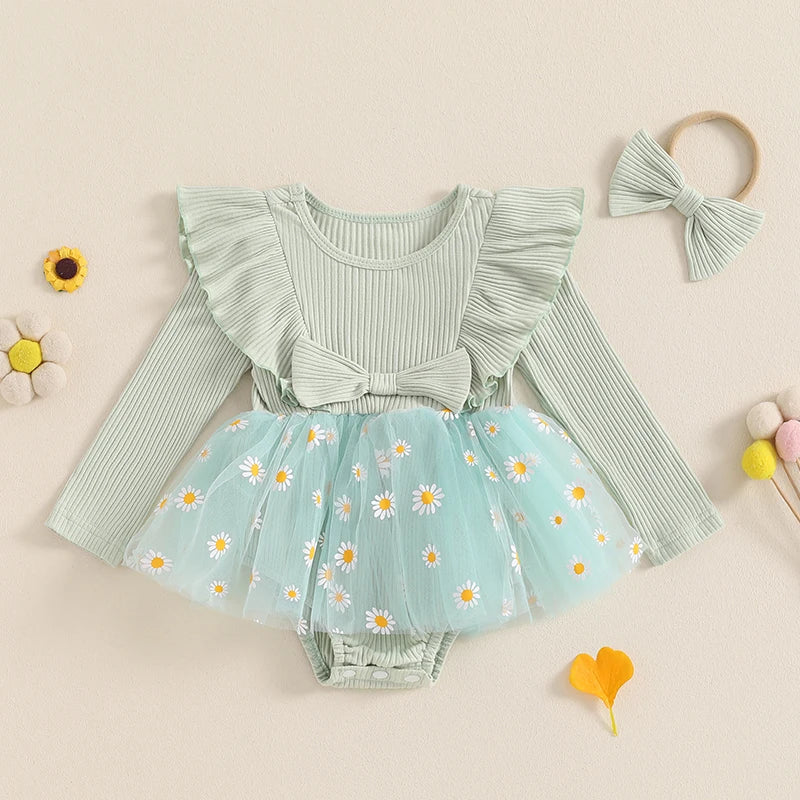 Vestido Infantil Tule Margaridas