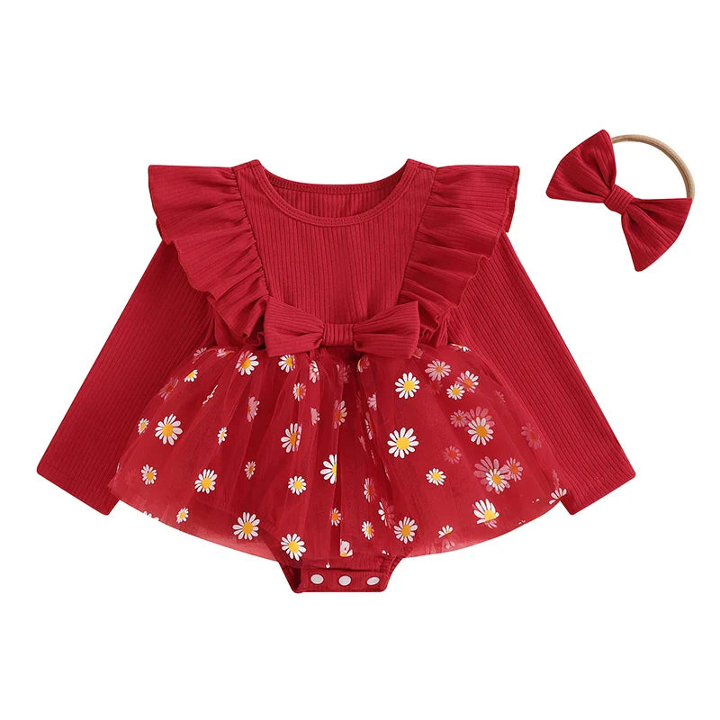 Vestido Infantil Tule Margaridas