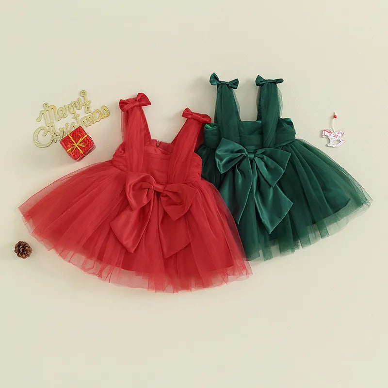 Vestido Infantil Natal Tule e Laçinho