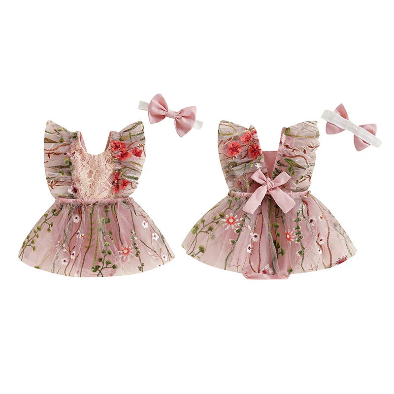 Vestido infantil Feminino Bordado Floral