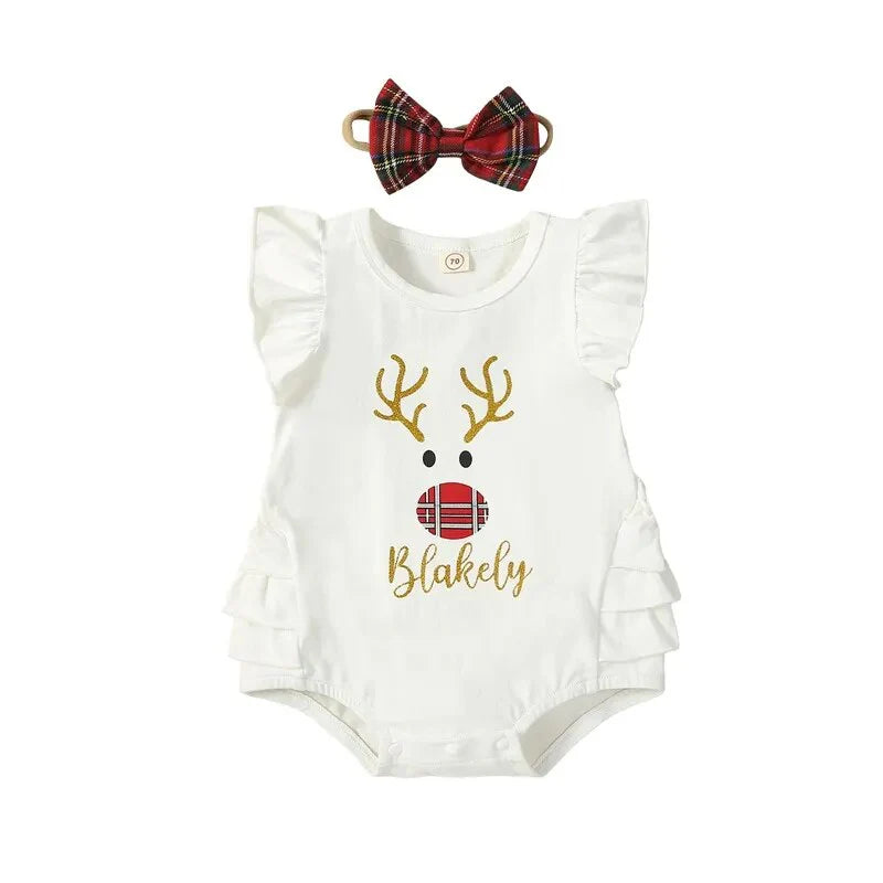 Body Infantil Natal Babadinhos + Laço