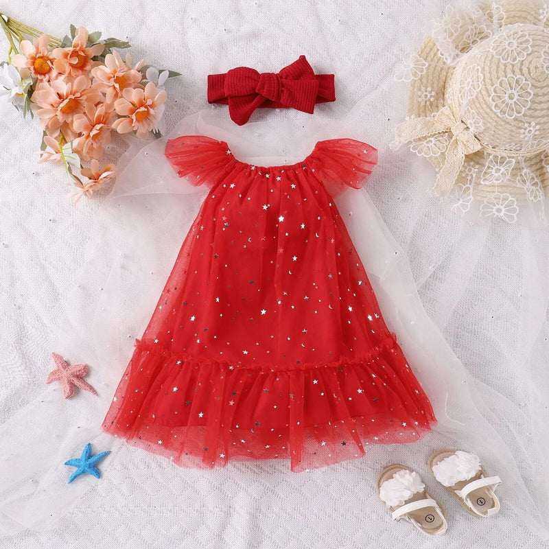 Vestido Infantil Natal Estrelinhas