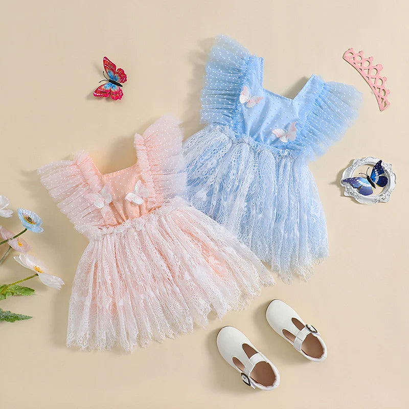 Vestido Infantil Borboletinhas e Tule