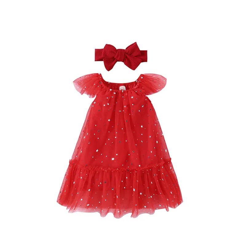 Vestido Infantil Natal Estrelinhas