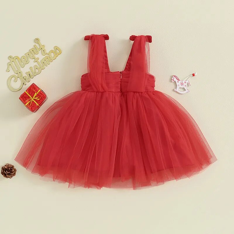 Vestido Infantil Natal Tule e Laçinho