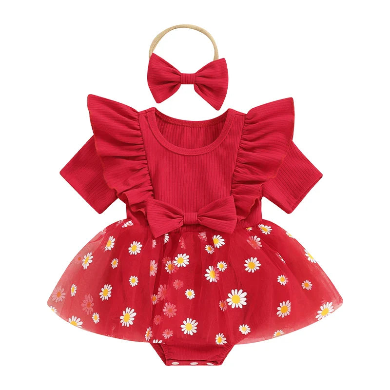 Body Infantil Feminino Tule Margaridas