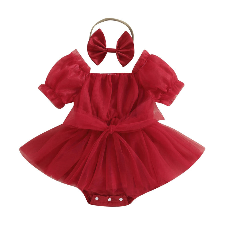 Body Infantil  Natal Tule Laço + Faixinha