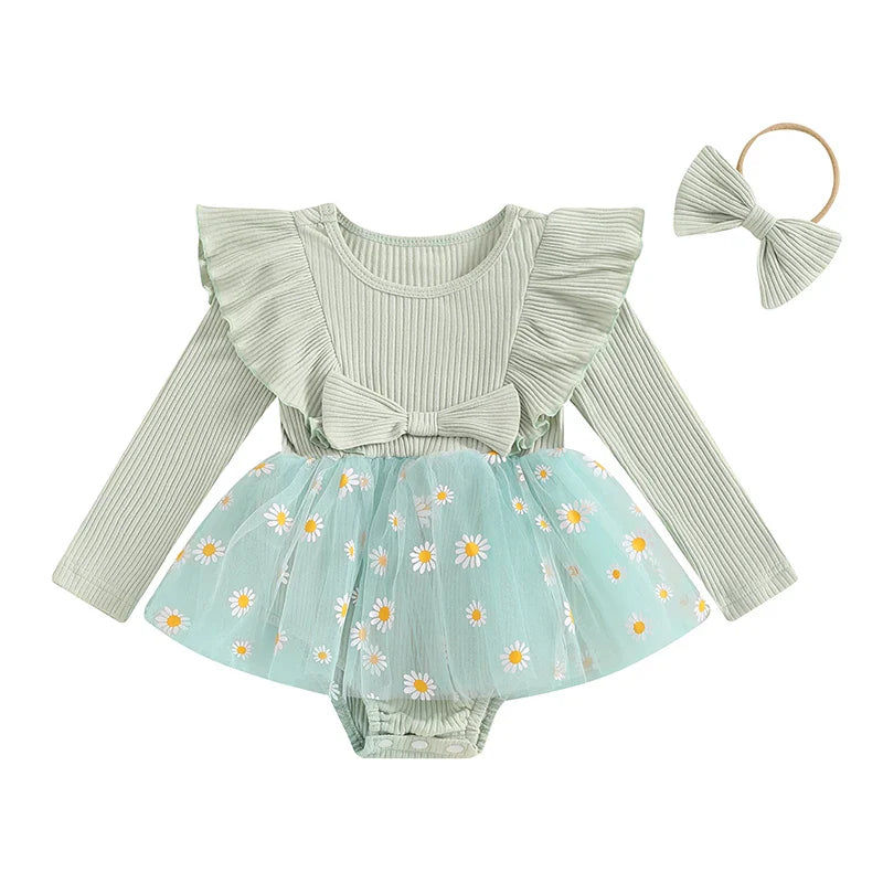 Vestido Infantil Tule Margaridas