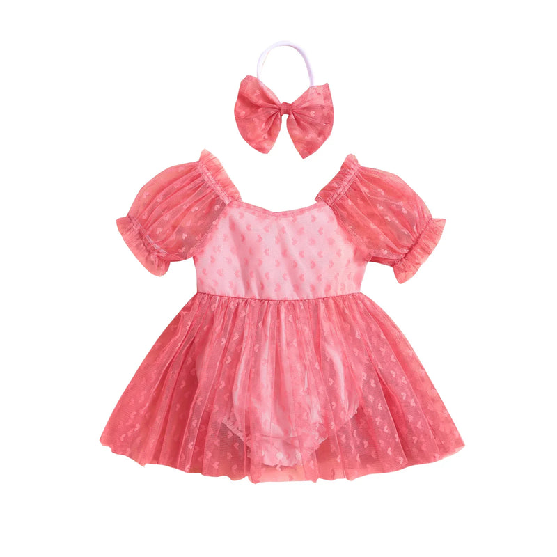 Body Infantil Feminino Corações + Lacinho