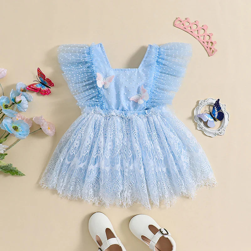 Vestido Infantil Borboletinhas e Tule