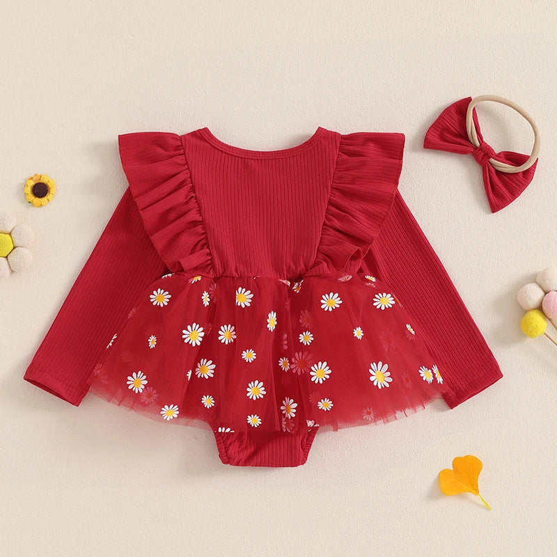 Vestido Infantil Tule Margaridas