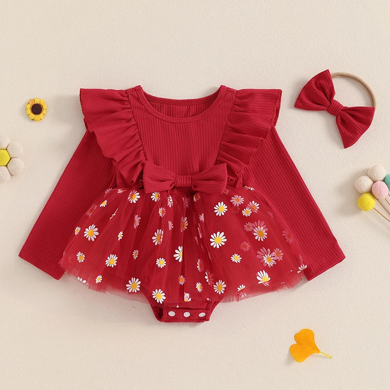 Vestido Infantil Tule Margaridas